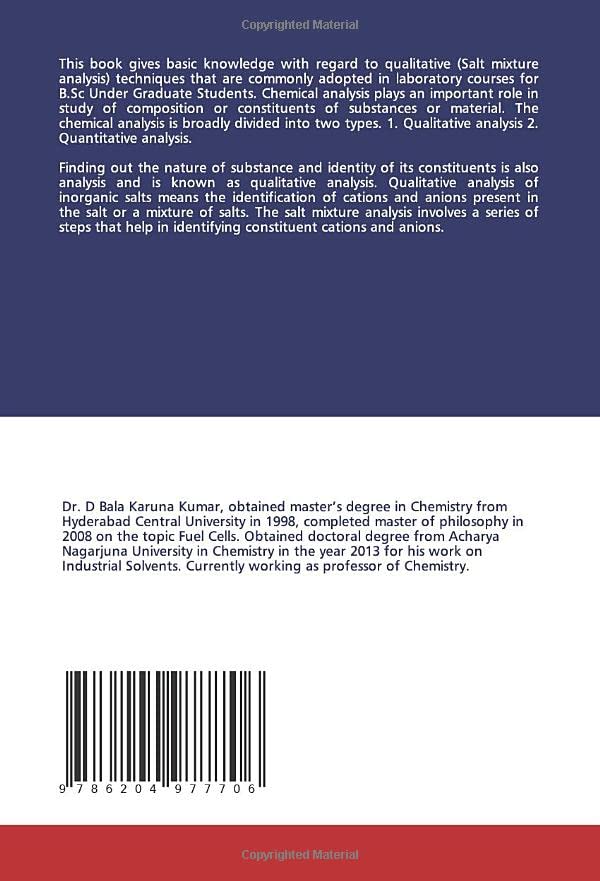 I B.Sc Chemistry Salt Mixture Analysis Lab Manual - Image 2