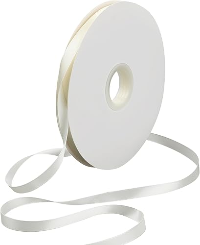 Dimeho Cinta de satén blanca de 38 pulgadas x 100 yardas, rollo de cinta de tela fina sólida para envolver regalos, regalos de fiesta, manualidades,