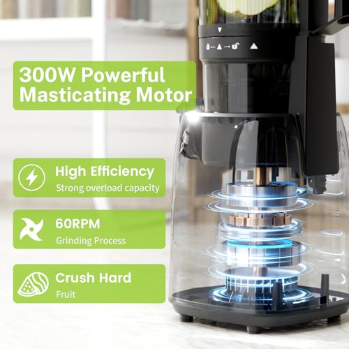 Image of Kndko Juicer Machines, Slow Masticating juicer with 5.4 inch Wide Feed Chute, Juice Extractor Machine for Whole Vegetables & Fruits, Cold Press Juicer, High Juice Yield, Easy to Operation & Clean