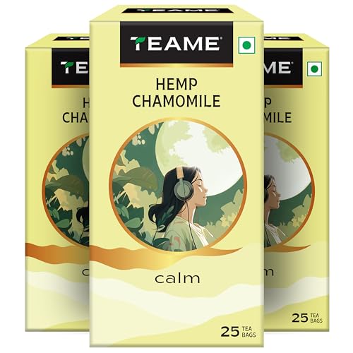 Image of TE-A-ME Hemp Chamomile Tea, 25 Tea Bags | Chamomile Herbal Tea | Pack of 3 | Total 75 Teabags