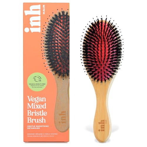 INH Boar Bristle Hair Brush | Smoothing Detangler Brush with Soft Vegan Mixed...