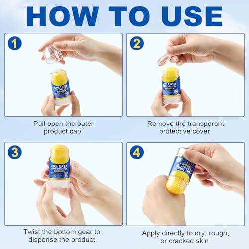 60% Urea Foot Care Stick with 2% Salicylic Acid, 2-Pack Moisturizing Foot Cream Stick for Dry Cracked Heels, Calluses, Rough Thick Skin, Feet, Hands, Elbows & Knees