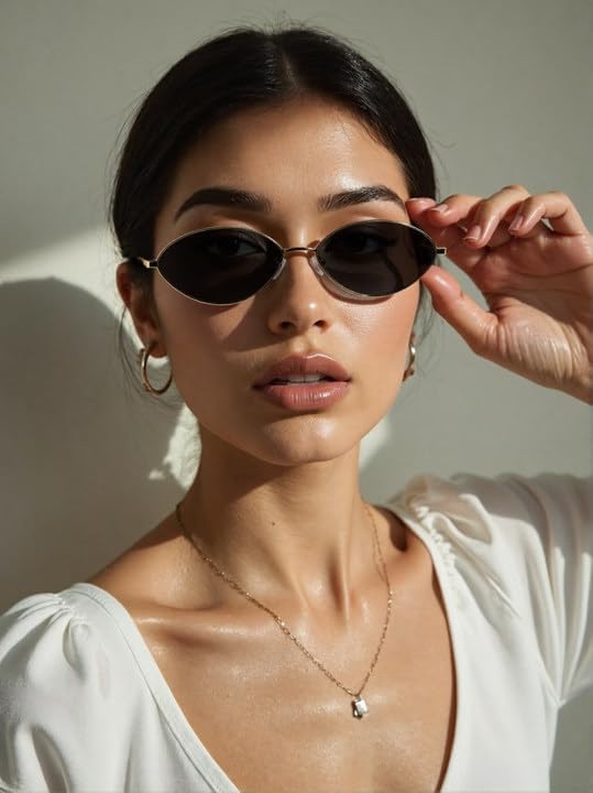 Retro Oval Sunglasses for Women Designer 2025 Womens Chic Sun Glasses Polarized 2025 Metal 90s AM6653 - Image 3