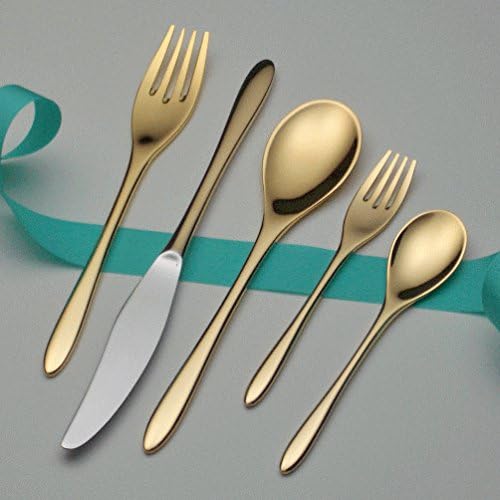 荒澤 Edison Al Facts Instrument) Dinner Knife Both Pattern 18 – 10 Stainless Steel 24 K Gold Finish 58711