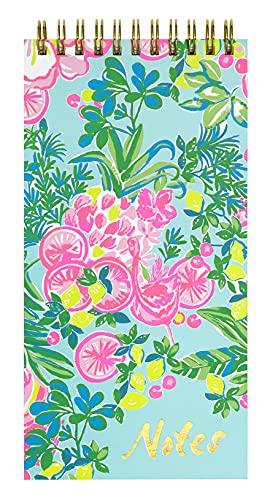 Lilly Pulitzer Luxe List Pad, Hardcover To Do List Notepad, Lined Spiral Pocket Notebook with 70 Blank Pages, Fruity Flamingo