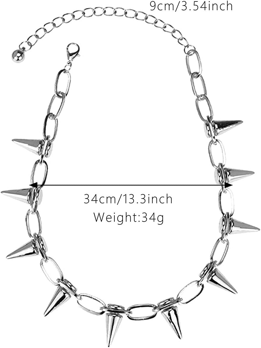 Spike Chokers for Women Goth Necklaces Mens Chain Choker Collar Punk Streetwear Handmade Adjustable Vintage Rivet Jewelry - Image 4