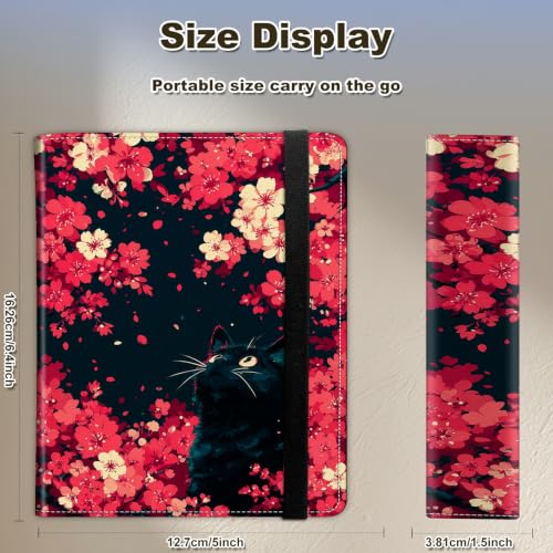 Image of Photo Album 4x6 120 Photos with Strong Elastic Band, Cherry Blossom Cat | Large Capacity Premium Leather Picture Album, Portable Wallet Albums Photo Book for Family Anniversaries Wedding Baby