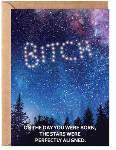 Gelid On The Day You Were Born, The Stars Were Perfectly Aligned - Funny Happy Birthday Cards for Women Her Sister - Humorous Thinking of You Gift Idea Best Friend - Bday Card for Bestie Girlfriend