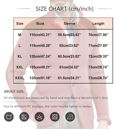 ADHOWBEW Sweaters for Men Knitted V Neck Cardigan Shawl Collar Long Sleeve Winter Button Down Soft with Pockets Warm Coat3