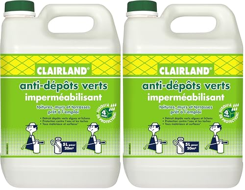 Anti-Dépôts Verts pour Terrasse et Mur CLAIRLAND Solution Pulvérisateur 5 L