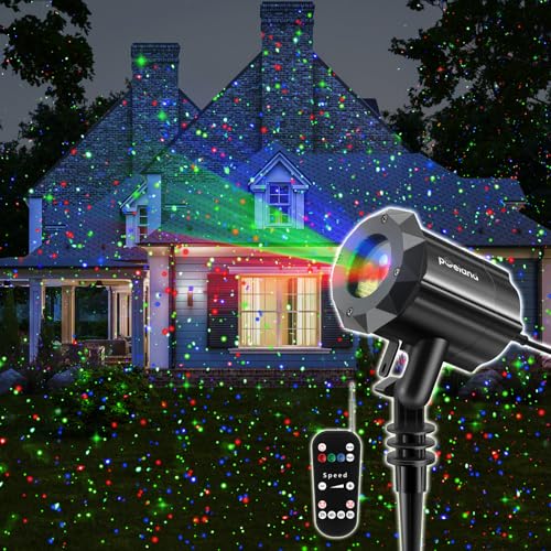 Image of Poeland Christmas Laser Projector Lights Waterproof Outdoor Garden Decorative Lighting with Security Lock 3 Color Red Green Blue