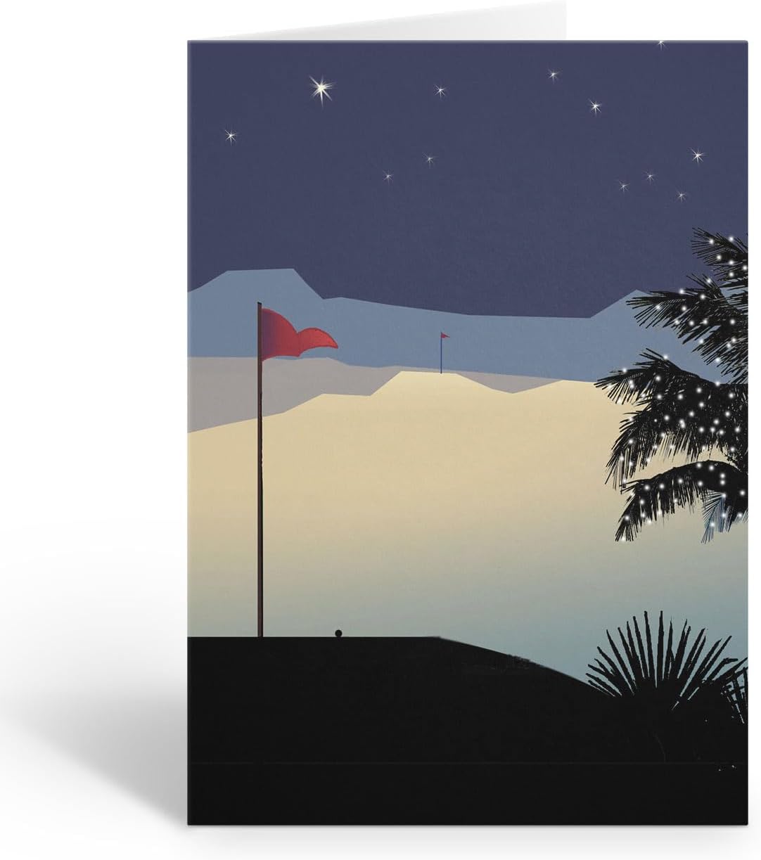 Stonehouse Collection | Nighttime Golf Christmas Cards | Evening Golf Christmas Cards | 12 Winter Christmas Cards & Envelopes (Golfing at Night)