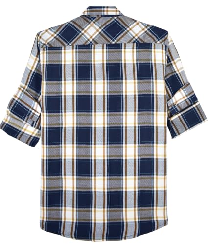 Image of CAVIO Boys Checkered Casual Dark Blue Regular Fit Shirt | Pack of 1 | I580028-P