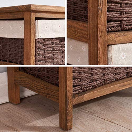 Table de chevet en sycomore tissé main, meuble d'appoint d'exception en bois noir