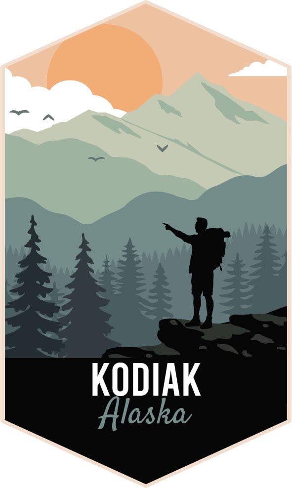 Kodiak Alaska 2-Inch Vinyl Decal Sticker Outdoors Hike Design