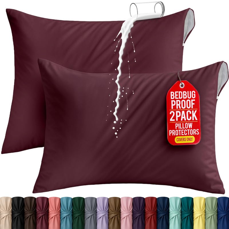 Set of 2 Pillow Protectors with Zipper King Size, Pillow Covers