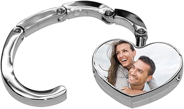 Ocadeau Personalised Photo Heart Handbag Holder - Steel Heart Bag Hanger with Photo Print - Personalised Foldable Weighted Table Bag Hanger