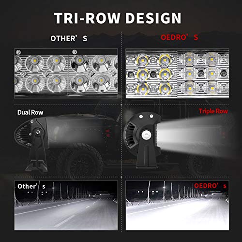 Image of OEDRO 52 Inch LED Light Bar w /2Pcs 4 inch Spot Off Road Driving Light Pods | 758W 66430LM Tri-Row Combo Beam w /Wiring Harness & Upper Roof Windshield Mounting Bracket Fit for 07-18 Jeep JK Wrangler