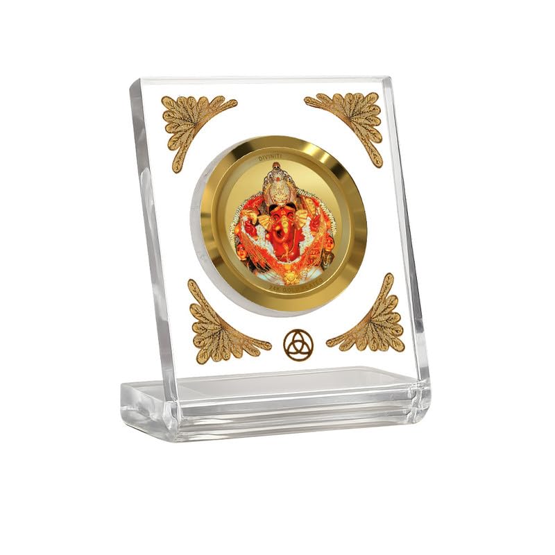 Image of DIVINITI 24K Gold Plated Religious Car Dashboard Frame | Premium God Idol Frame for Car, Home Mandir & Office Table | Spiritual Gift, Decorative Showpiece