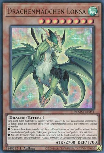 Drachenmädchen Lonsa BLMM-DE061 Ultra Rare Deutsch Boosterfrisch 1. Auflage - Battles of Legend: Monster Mayhem - mit ReCollectibles-Versandschutz - für Yu-Gi-Oh!