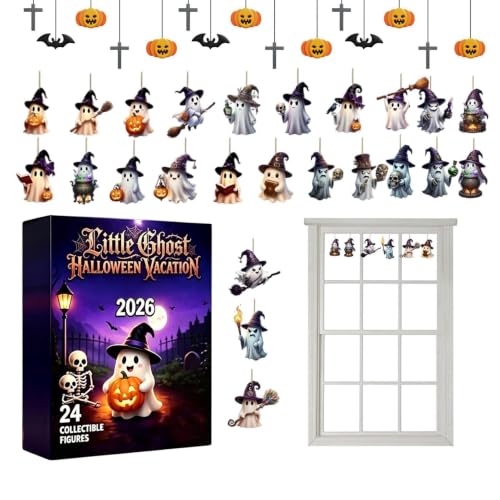 Calendrier de l'Avent Halloween pour garçons et filles avec décoration ornement fantôme 2D