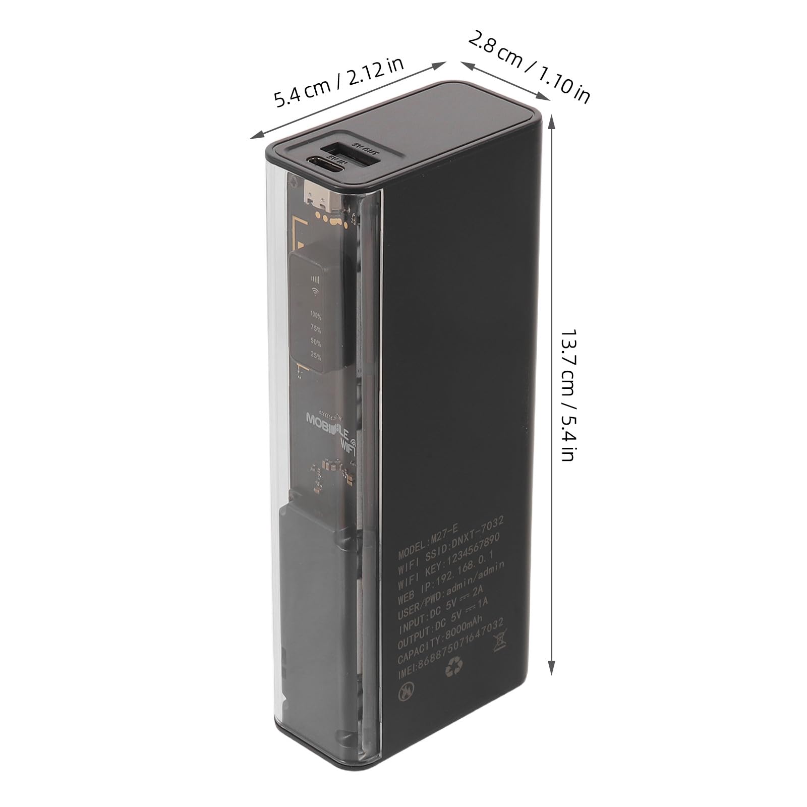 UKCOCO Routeur Wi-FI Portable, routeur Hotspot Mobile 4G LTE 8000 mAh