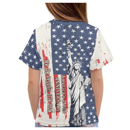 Image of WELLFLYHOM Kids Tshirts Girls Boys Short Sleeve Crewneck Tees Shirts Casual Sport Pullover Tops Size 3-16 Years