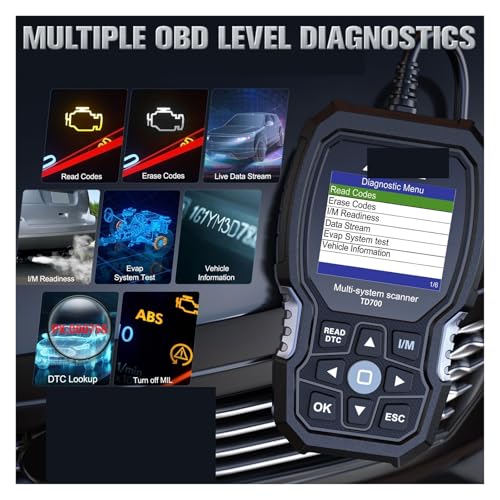 Escáner TD700 OBD2 coche motor conector diagnosis lector códigos avería OBDII multifunción 5