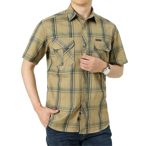 Chemise de travail d'été anti-transpiration en coton léger manches courtes