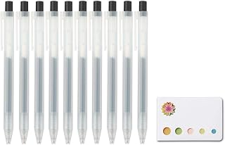 Moma Muji Smooth Writing Gel Ink Ballpoint Pen Set,Pack of 10 (0.5mm,Knock-Type Black)