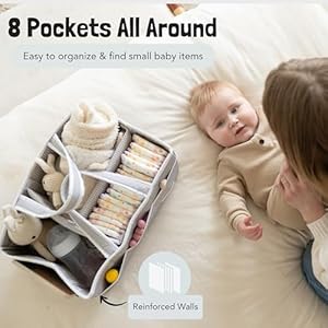 Lily Miles Baby Diaper Caddy Organizer, Baby Shower Basket for Newborn Boys or Girls, Nursery Must Haves for New Mom, Registry Favorites, Large Storage Tote for Changing Table or Car, Gray Lily Miles Baby Diaper Caddy Organizer Baby Shower Basket for Newborn Boys or Girls Nursery Must Haves for New Mom Registry Favorites Large Storage Tote for Changing Table or Car Gray