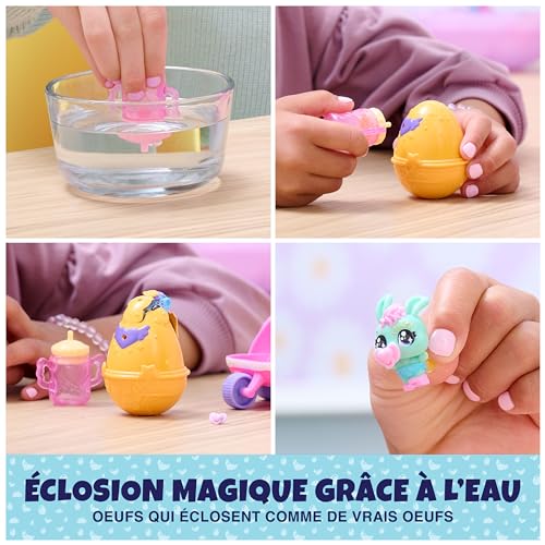 HATCHIMALS ALIVE - Pack de 2 Hatchimals + Poussette - 2 Oeufs, 2 Figurines À Collectionner, 1 Poussette Et 3 Accessoires - A Faire Eclore Avec De L'Eau - Thème Bébé - Jouet Enfant 3 Ans et +