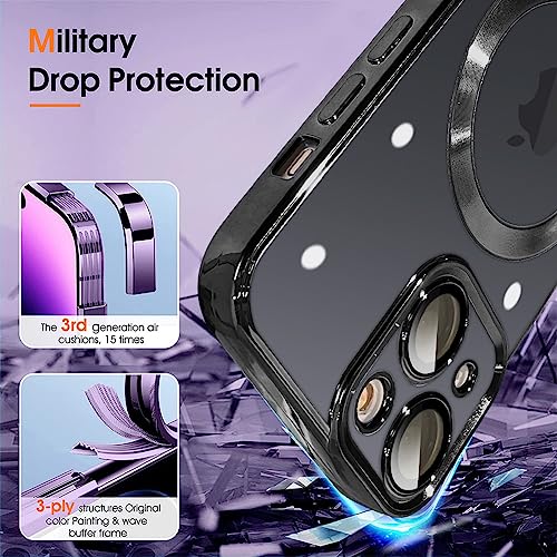 Ziye Magnetic Case For Iphone 13 Case [Compatible With Magsafe] Camera Lens Protector Plating Luxury Cover For Women Men Clear Soft Tpu Shockproof Protective Phone Case - Black #TOP3