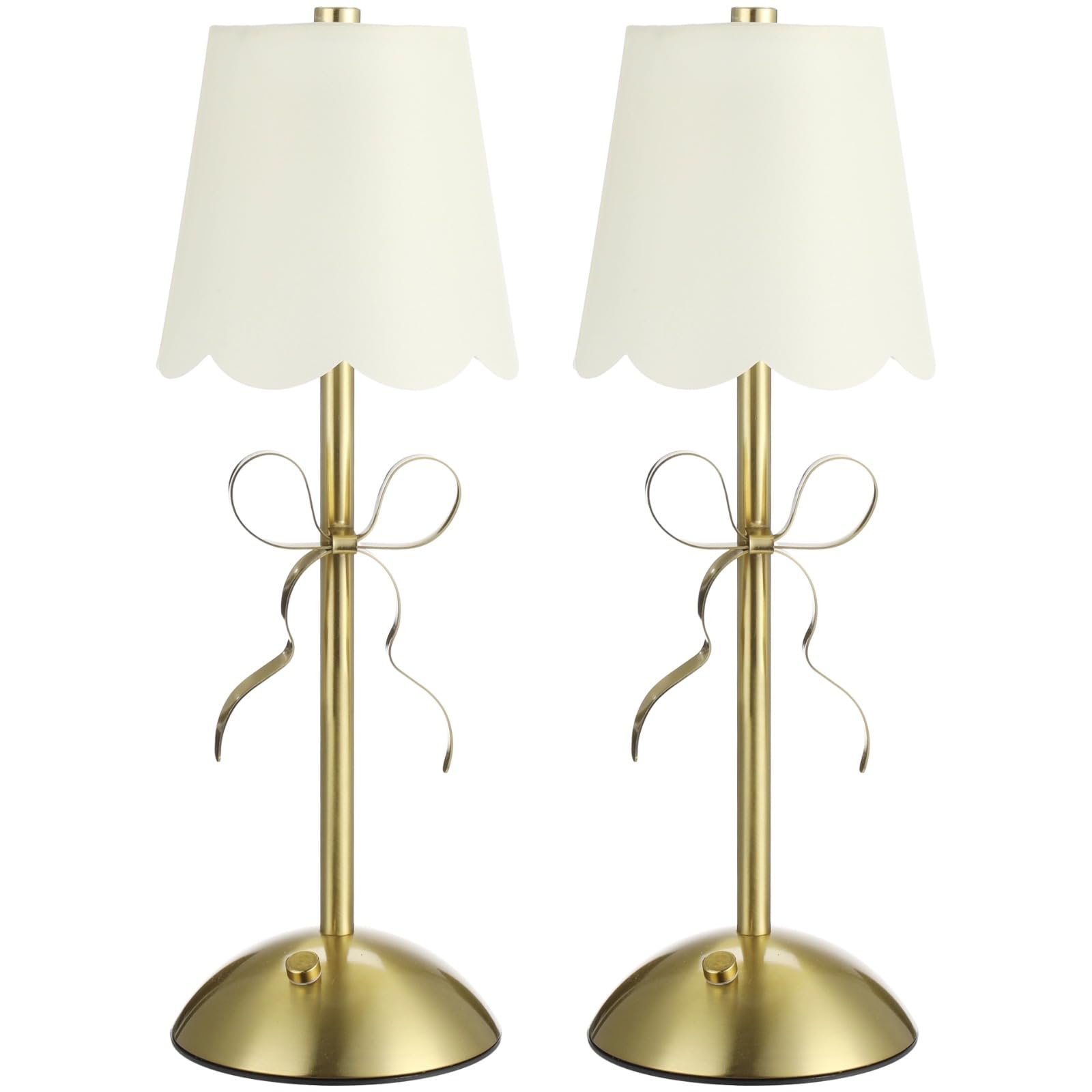 2 szt. lampki nocne z kokardą, ładowalna lampa stołowa LED ze sterowaniem dotykowym, klosz tkaniny, złoty metalowy łuk światła z 3 trybami kolorów, bezstopniowe ściemnianie do szafki nocnej w