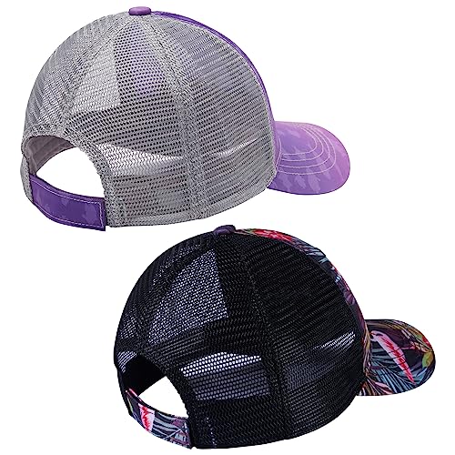Image of BASSDASH 2 Pack Altimate Fishing Hunting Hat Mesh Back for Men Women Adjustable Baseball Trucker Cap Camo Blaze Orange