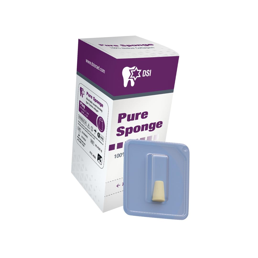 DSI DS-PS87-B Pure Sponge Collagen Plugs 8mm X 7mm Short Cylinder Shaped 10/Bx