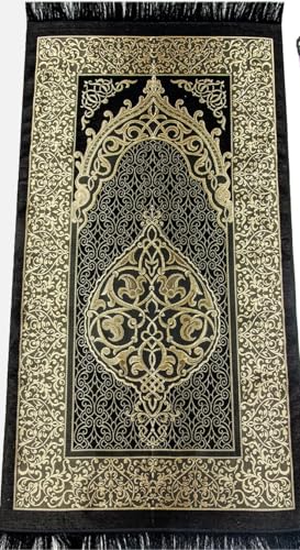 Tapete de oración musulmán en negro con diseño elegante miniatura 5