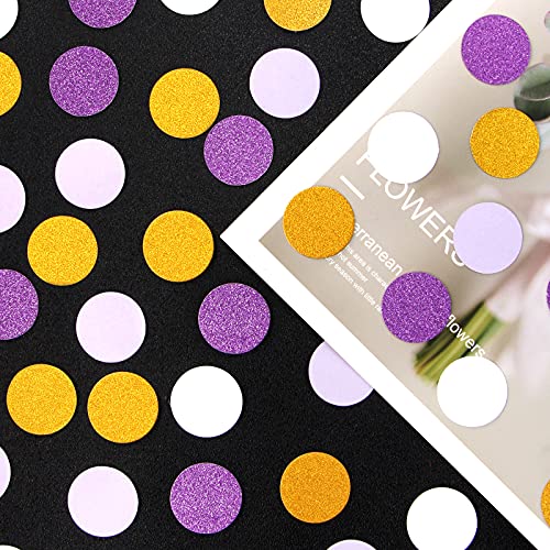 Image of White Purple-Gold Party Decorations Confetti - 300pcs Glitter Graduation Mothers Day Table Confetti Woman Girl Birthday Party Decoration Bridal Baby Shower Wedding Paper Dot Lasting Surprise