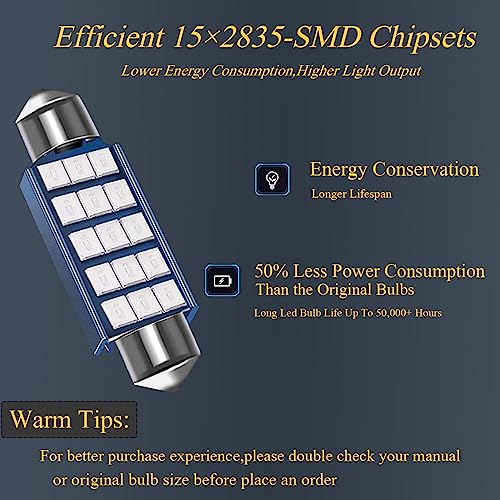Pack de 4 bombillas LED 578 6500K 1.59 pulg azul miniatura 4