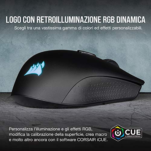 Corsair Harpoon RGB Mouse Ottico da Gioco, RGB Multicolore Retroilluminato, FPS, 6000 DPI, Cablato, Nero (Ricondizionato)