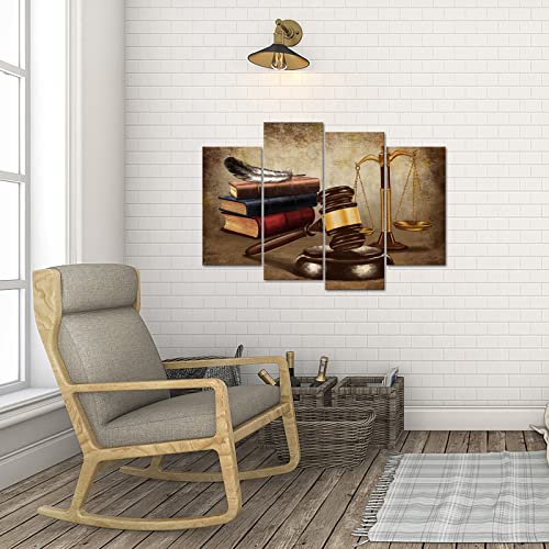 Sechars Lawyer Office Decor Art Vintage Justice Legal Hammer Scales Paintings Pictures Canvas Print For Law Firm Wall Decoration Legal Artwork Ready To Hang #TOP4