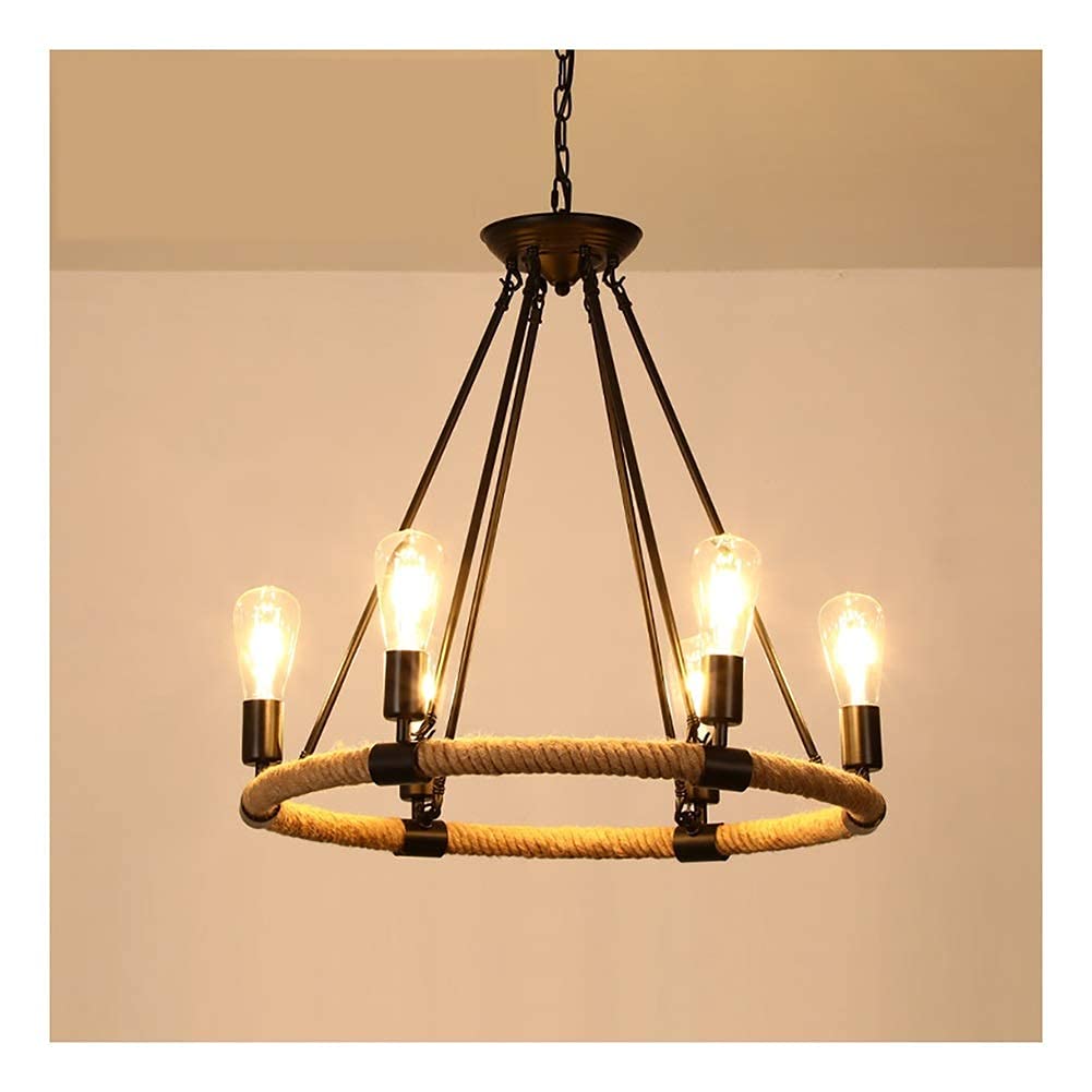 KXEcoLife Ceiling Lights Chandeliers Vintage Light，Ceiling Lighting， Hemp Rope Chandelier, Hand-Woven Creative, Anti-Rust and Durable, Firm Stable，for Dining Room, Kitchen,#3 Interesting