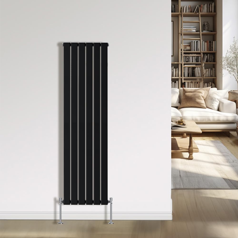 NRG Black Radiator 1800x408mm Single Flat Panel Bathroom Designer Radiator