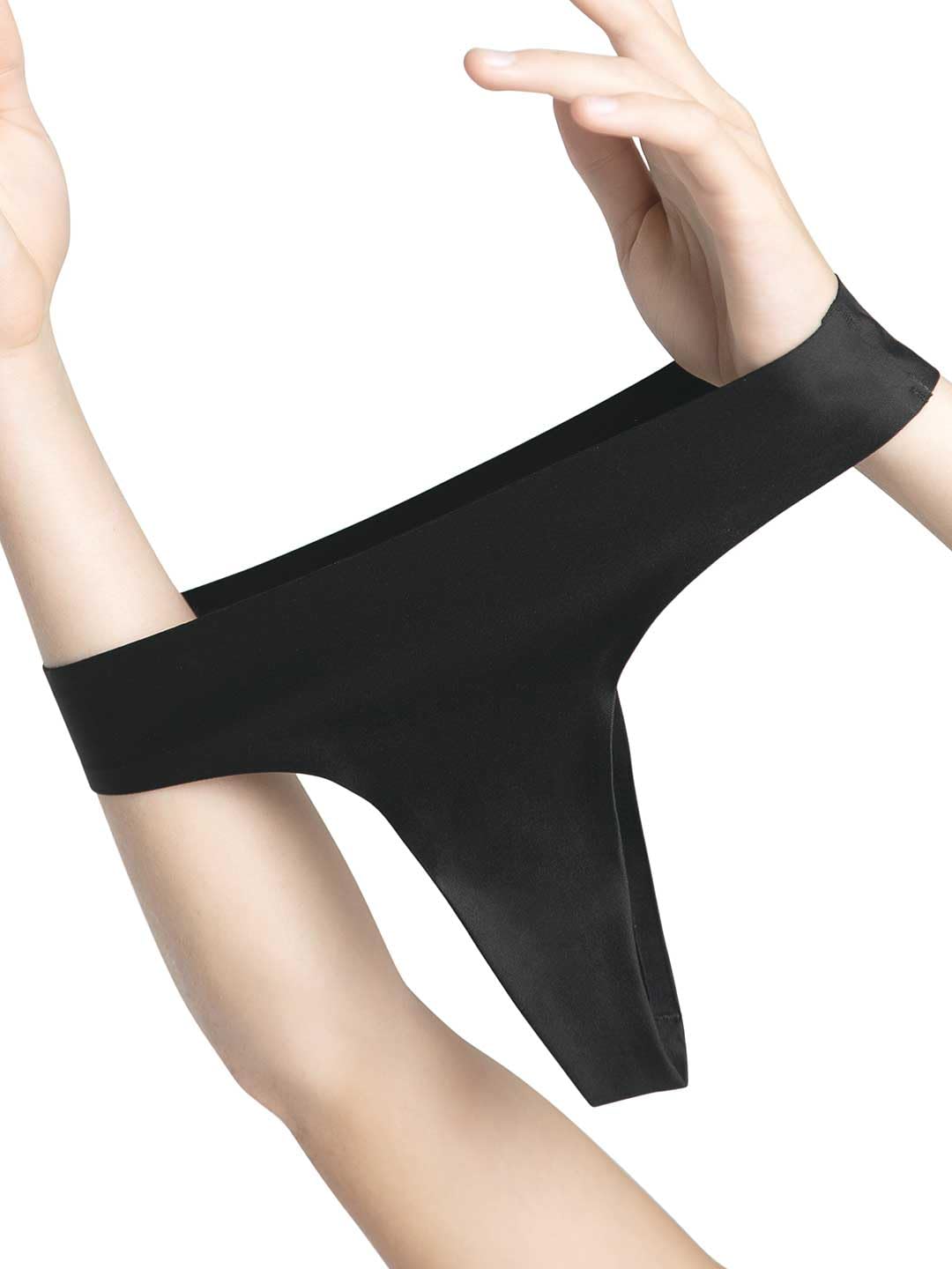 Capezio Women's Seamless Thong Underwear, black, S