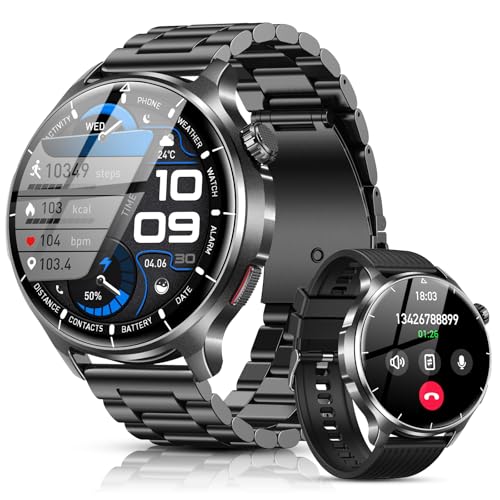 Montre Connectée Homme avec 1000mAh, 1,52'' HD Smartwatch Homme avec Appels Bluetooth, 110+ Sportifs, Suivi Fréquence Cardiaque, Sommeil Moniteur,...