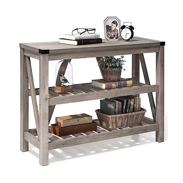 JOINHOM Entryway Table - Wood Console Table with Shelves, Farmhouse Sofa Table for Entryway, Living Room, Hallway