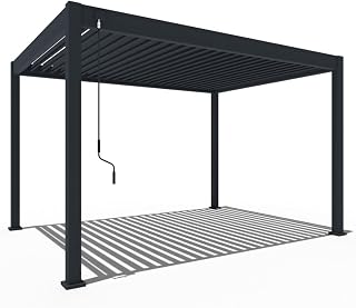 Weide Alu Pergola 3x3m Lamellendach Anthrazit | Freistehender Pavillon wetterfest (anthrazit, 3x4)