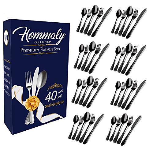 Black Silverware Set Colorful Stainless Steel flatware Dinnerware Set