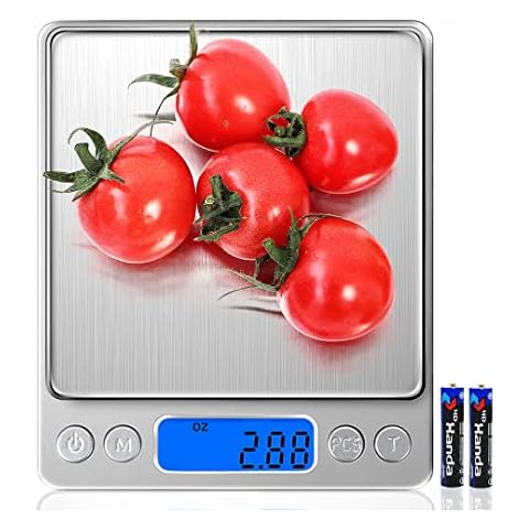 Food Scale Digital Kitchen Scale for Food Ounces and Grams, Small Electronic Pocket Scale for Weight Loss, Baking, Cooking, Coffee, Jewelry, 6.6lb/3kg, 0.01oz/0.1g Precision (Batteries, 2 Trays) Cover