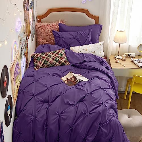Image of Bedsure Twin XL Comforter Set Purple - Dorm Room Essentials, Extra Long Twin XL Bedding Set with Sheets, All Season Down Alternative Comforter with Sheets, Pillowcase & Sham
